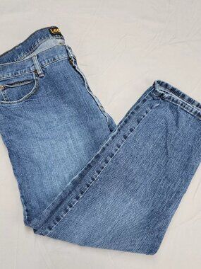 Lee Mens Jeans Regular Fit Straight Leg 40x29 Blue Stretch Denim High Rise